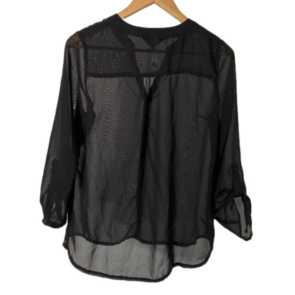 Reitmans Pretty See through Black Blouse Size M Petites - Picture 7 of 8